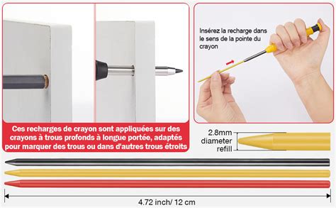 Pcs Mine Crayon Chantier De Charpentier Mm Crayon De Chantier