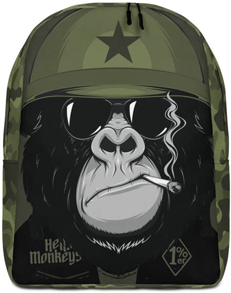 Military Biker Great Ape Gorilla Backpack with Laptop Sleeve - Teeny ...