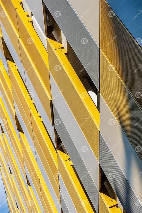 Contrasting Colors And Shapes On Building Facade In Manchester Stock