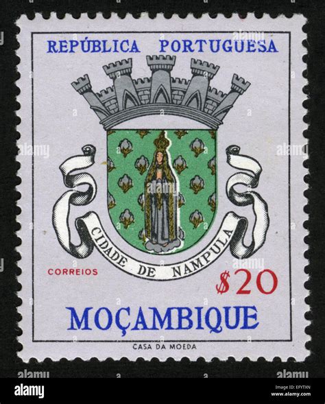 Mozambique Post Mark Stamp Coat Of Arms Stock Photo Alamy