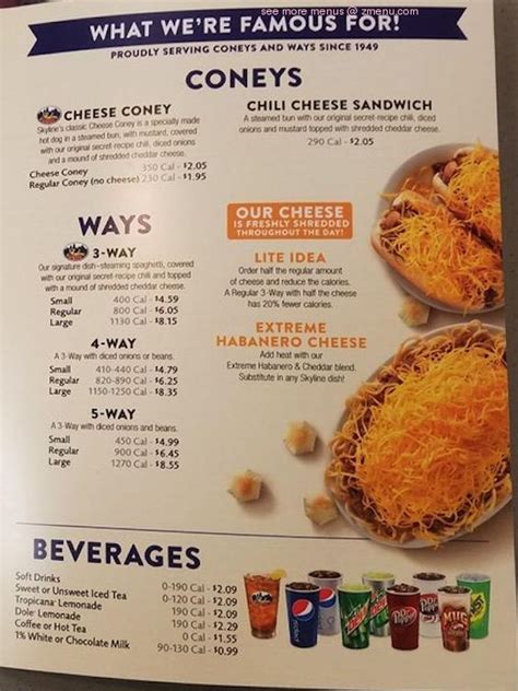 Online Menu of Skyline Chili Restaurant, Fairborn, Ohio, 45324 - Zmenu