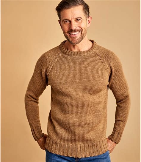 Tawny Mens Pure Wool Fishermans Crew Neck Jumper Woolovers Uk