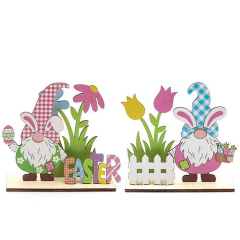 Wooden Easter Bunny Table Decorations 2 Pack Decorative Bunnies Rabbit