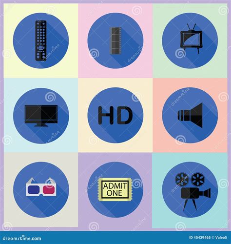 Set Of Media Flat Icons Stock Vector Illustration Of Premiere 45439465