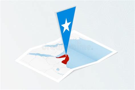 Mapa De Papel Isom Trico De Somalia Con Bandera Triangular De Somalia