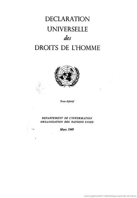 Déclaration Universelle Des Droits De Lhomme Adoptée Et Proclamée