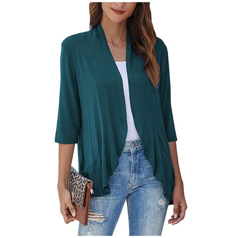 Hkibbfh Black And White Shrugs 34 Sleeve Lightweight Cardigans For