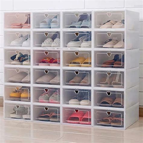 6PCS Flip Shoes Box Thickened Transparent Drawer Case Plastic Shoe