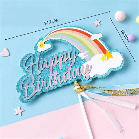 Jual Topper Happy Birthday Lucu Topper Awan Pelangi Aksesoris