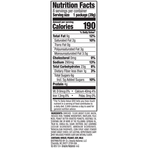 Peanut Butter Crackers Nutrition Label Label Ideas