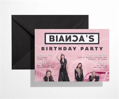 Blackpink Birthday Party Invitation 7x5 Blackpink Bday Blackpink Invite