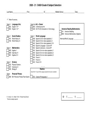 Fillable Online OPTION SELECTION FORM Grade 9 2020 2021 Fax Email Print