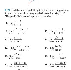 Solved Find The Limit Use L Hospital S Rule Where Appropriate