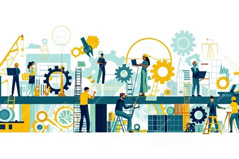 Premium Photo A Group Of People Working On A Project With Gears And Gears