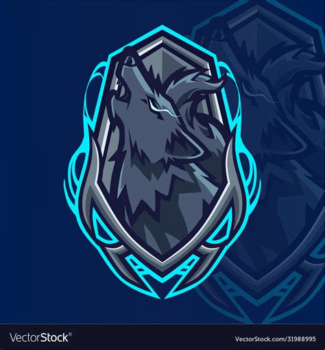 Wolf Esport Mascot Logo Design Royalty Free Vector Image