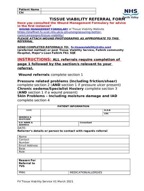 Tissue Viability Referral Nhs Forth Valley Doc Template Pdffiller