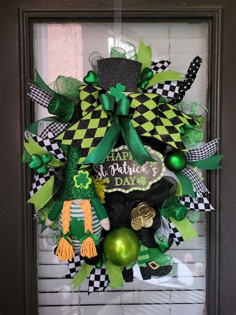 Lucky Wreath St Patrick S St Paddy Day Clover Leprechaun Pot Of