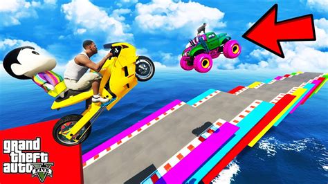 FRANKLIN TRIED IMPOSSIBLE BROKEN ROAD MEGA PARKOUR RAMP CHALLENGE CAR