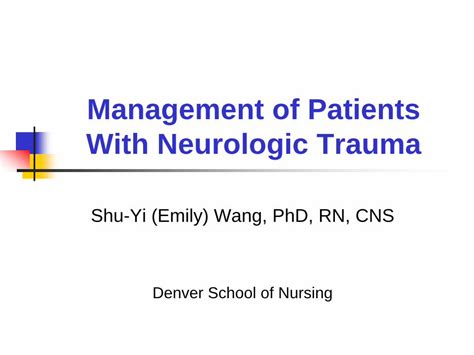 Pdf Management Of Patients With Neurologic Trauma Mydsn Net Docs