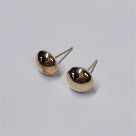 14k Gold Button Earrings