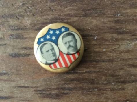 Original Mckinley Roosevelt Celluloid Campaign Pin 1896 Antique