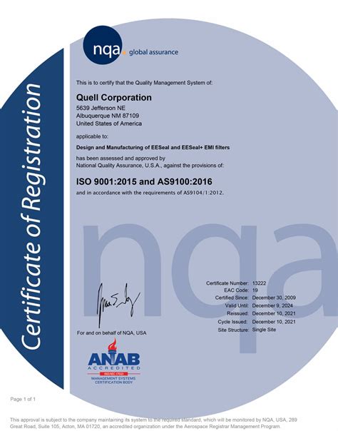 Iso And As Certifications Quell