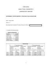 Potentiometric Titration Of An Acid Mixture Lab Report Docx CHM 3120L