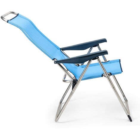 Chaise De Plage Pliante Solenny Positions Dossier Ergonomique Bleu