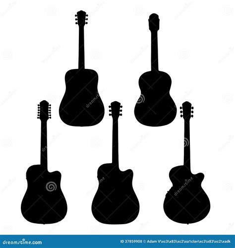 Siluetas De La Guitarra Acústica Ilustración del Vector Ilustración