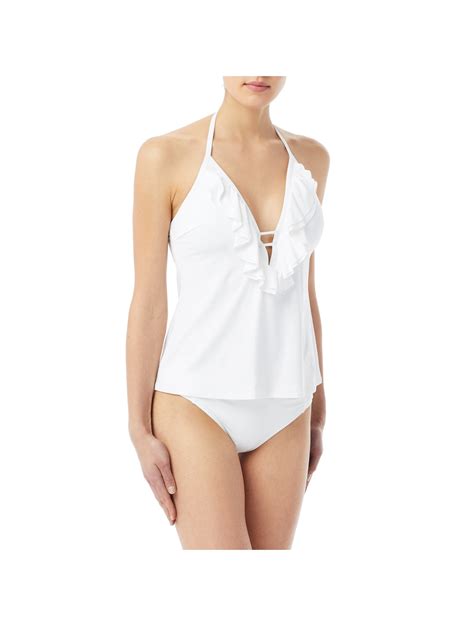 Michael Michael Kors Ruffle Deep V Tankini Top Solids Beach2ocean