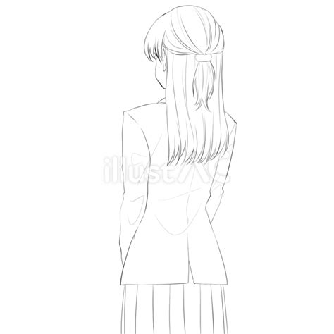 Free Vectors Girl Back View 9 Line Drawing