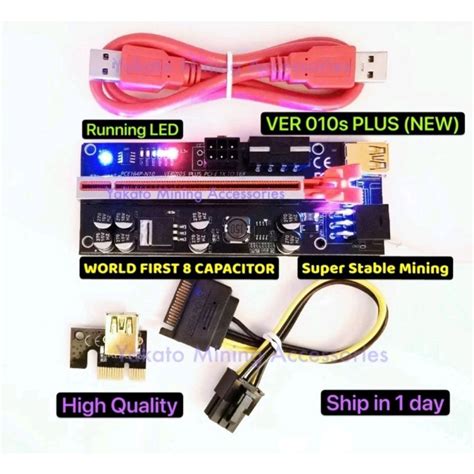 Pcie 1x To 16x Ver 010s PLUS Gold Version LED Gpu Card Extender Graphic