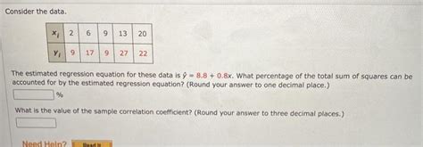 Solved Consider The Data X 2 6 9 13 20 Y 9 17 927 22 The