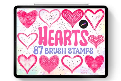 Hearts Brush Stamps Procreate Graphic By Lekoart · Creative Fabrica