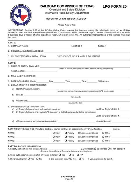 Fillable Online Rrc State Tx Report Of Lp Gas Safety Rule Violation