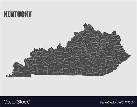 Kentucky county map Royalty Free Vector Image - VectorStock