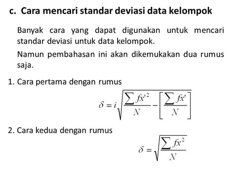 Rumus Mencari Standar Deviasi Data Kelompok