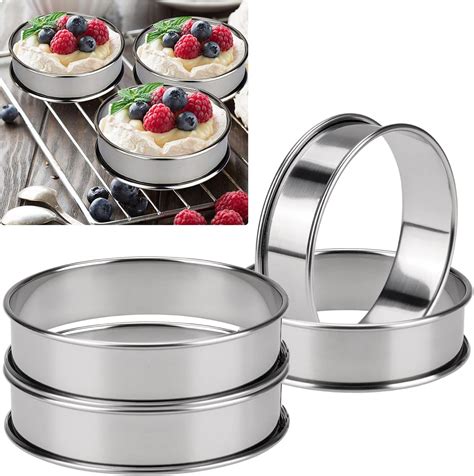 Jetohix Pcs Crumpet Rings Non Stick Double Rolled Tart Rings