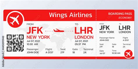 Vetor De Plane Ticket Airline Boarding Pass Template Modern Flight