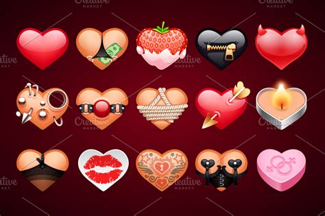 Set Of Vector Sex Hearts Icons ~ Icons ~ Creative Market