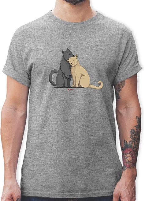 Shirtracer Katzen Kuschelnde Katzen Tshirt Herren Und M Nner T