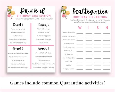 Quarantine Birthday Games Adult Birthday Party Games Adult Etsy