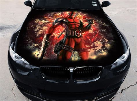 Vinyl Car Hood Full Color Wrap Graphics Decal Deadpool Sticker Etsy