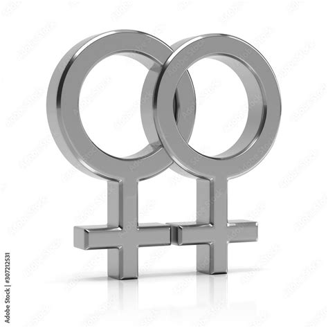 Lesbian Symbol D Render Silver Lesbian Symbol Isolated On White
