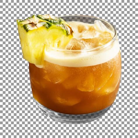 Premium PSD Glass Of Pineapple Juice With A Pineapple On Transparent