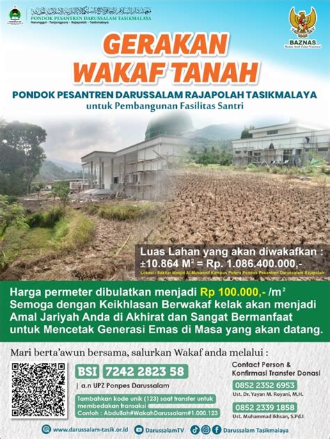 Gerakan Wakaf Tanah Lahan PP Darussalam Pondok Pesantren Darussalam