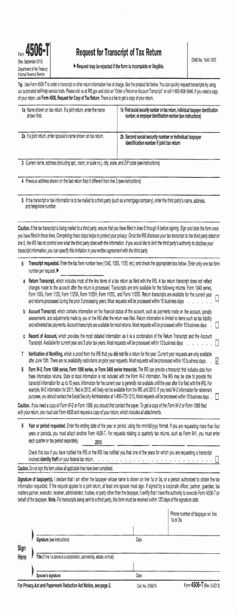 Fillable Irs Form 4506 T Free Printable Forms Free Online