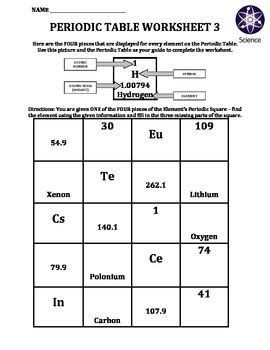 Worksheet Periodic Table Worksheet 3 Teaching Chemistry Chemistry 27300 ...