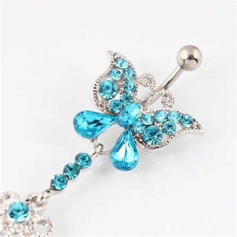 Rhinestone Butterfly Belly Button Ring G L Surgical Steel Etsy