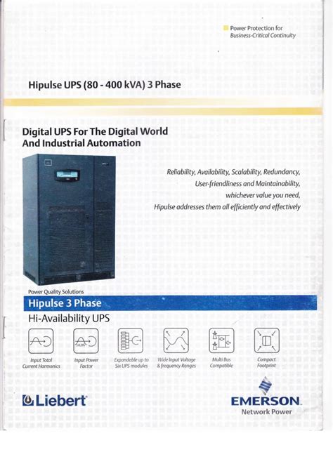 Emerson Liebert Ups Emerson Make Kva Ups System Hipulse Model